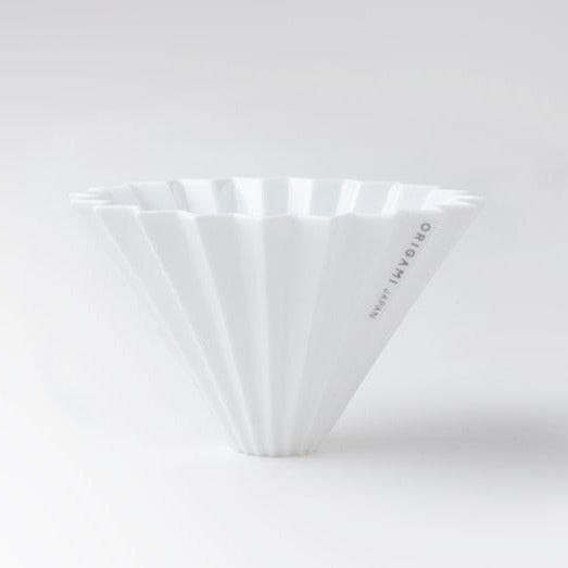 A white ORIGAMI Coffee Dripper M