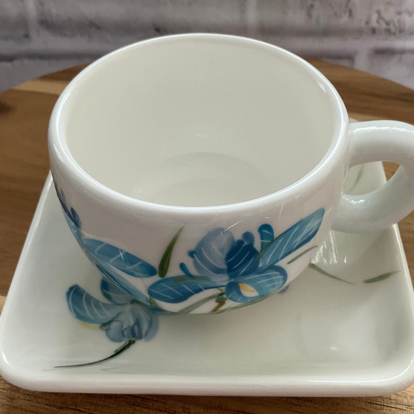 An Alternate View of the Iris Cup and Saucer Makes the Set best for a Morning Latte