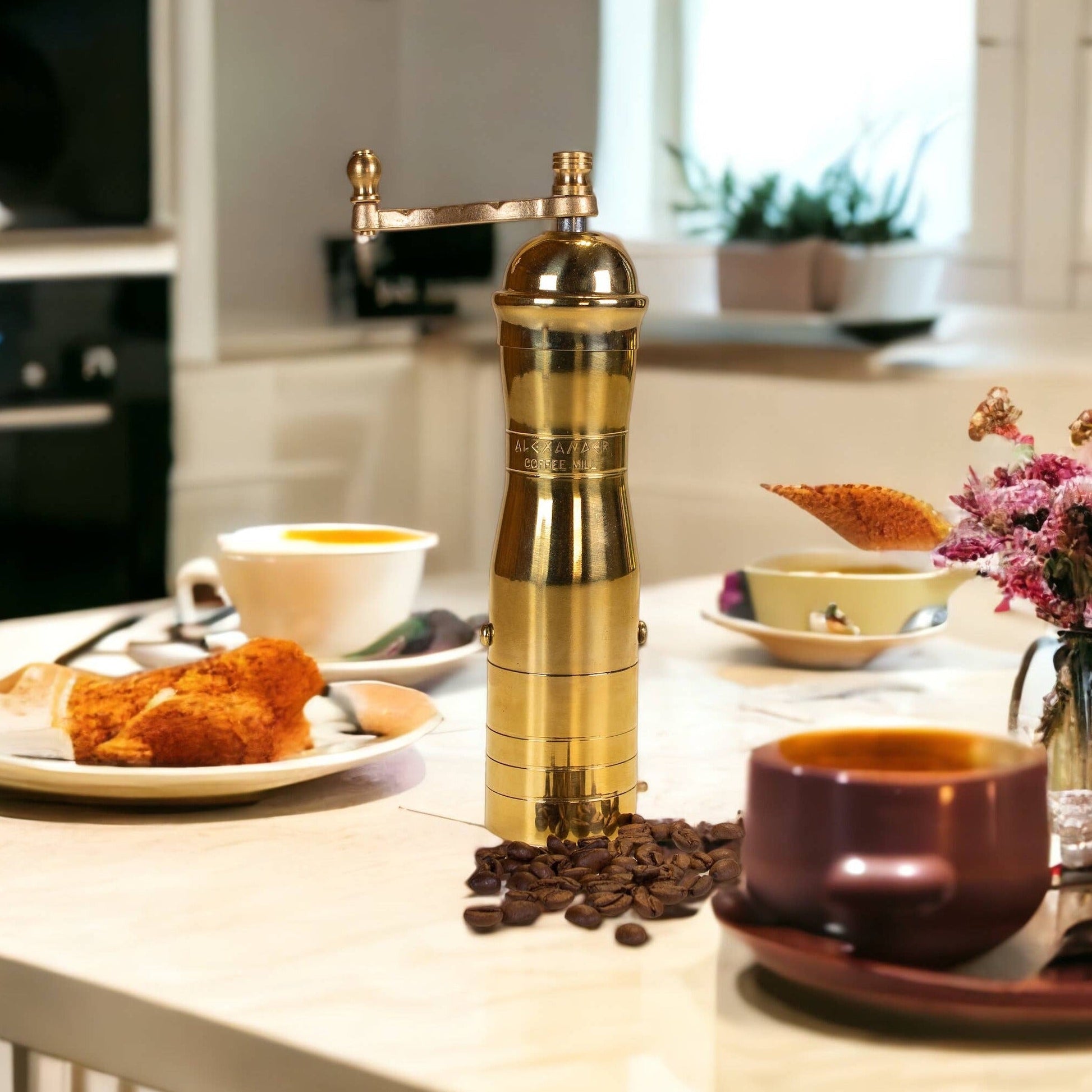 Athena 8.7" Brass Coffee Grinder - café la maison J.