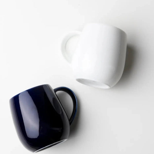 Navy blue and white ORIGAMI Barrel Aroma Mugs - café la maison J.